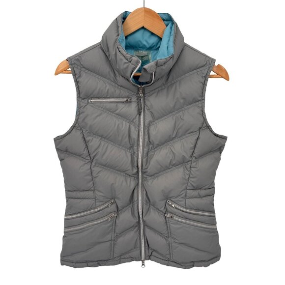 Athleta Full Zip Quilted Puffer Vest Womens Medium Gray Nylon Goose Down Pockets - Picture 1 of 10